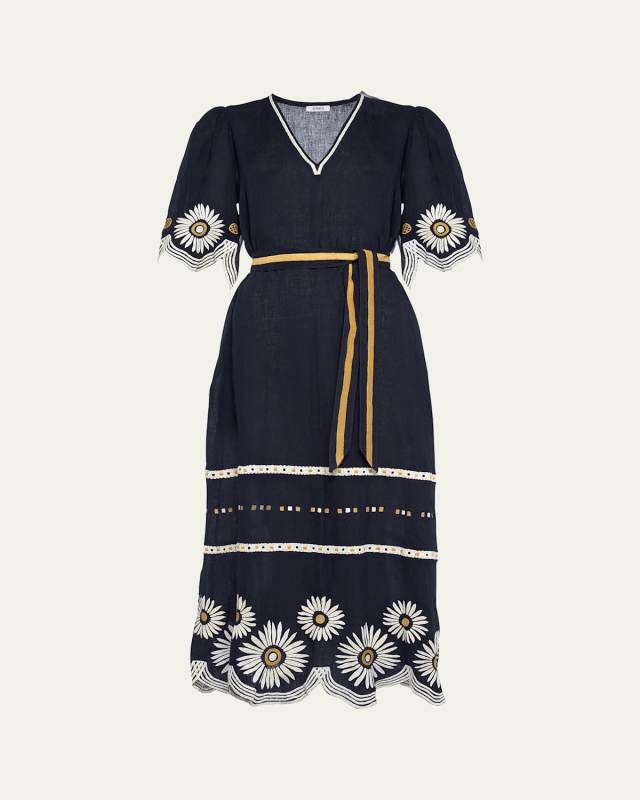 Hortense Embroidered Midi Dress